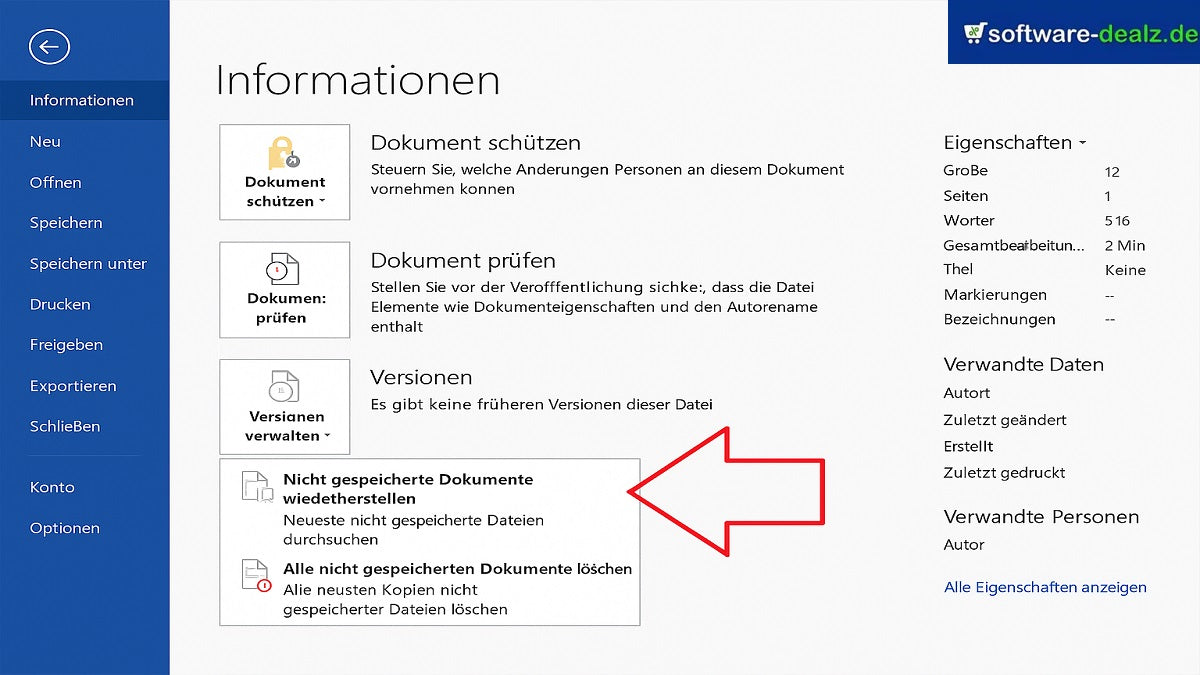 So stellen Sie ungespeicherte Dokumente in Office 2024 wieder her (Word, Excel, PowerPoint)