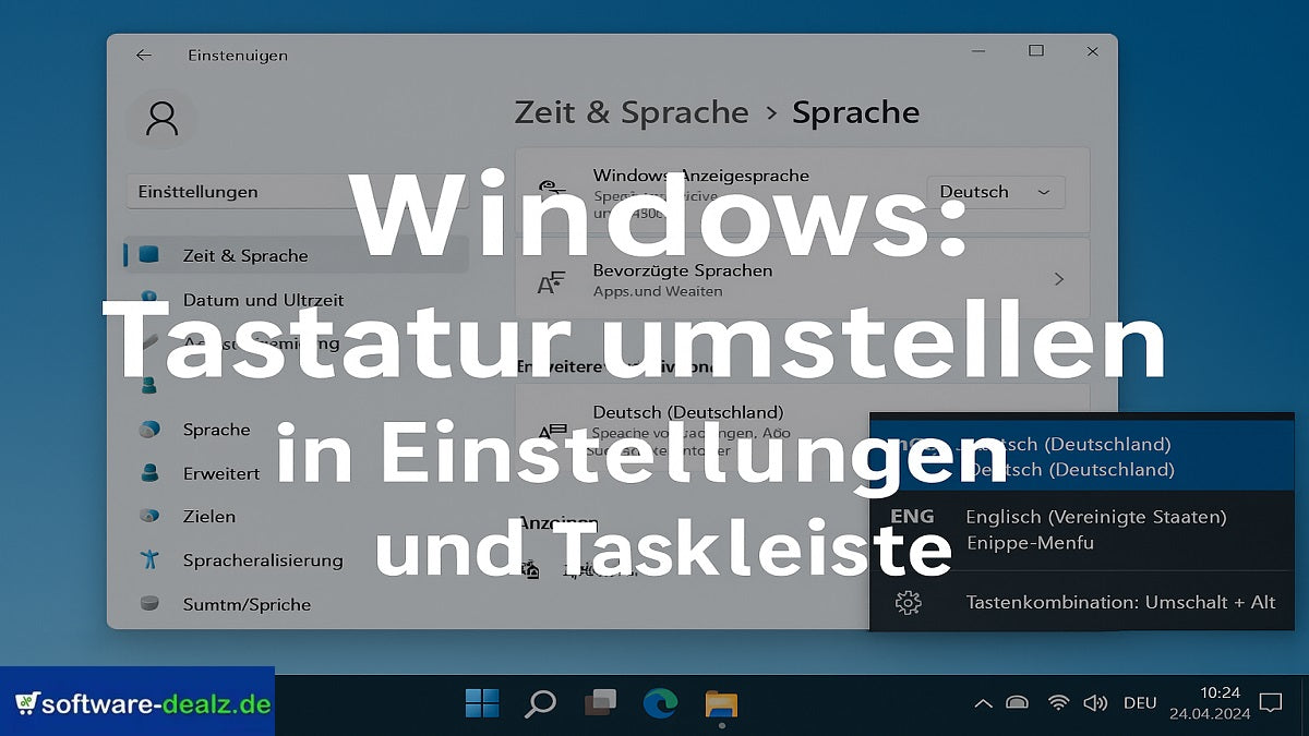 So ändern Sie die Windows-Tastatursprache in den Einstellungen und der Taskleiste